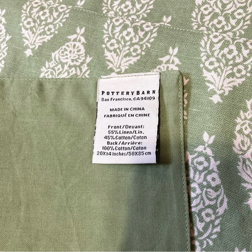 POTTERY BARN Linen Cotton Set of 2 Mediterranean Indian Placemats 20 x 14 in